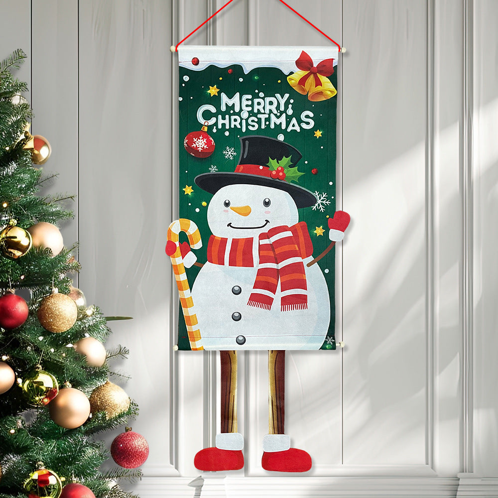 Cross-border classic plaid Christmas flag decoration couplet lantern elf family restaurant KTV shopping mall holiday decoration