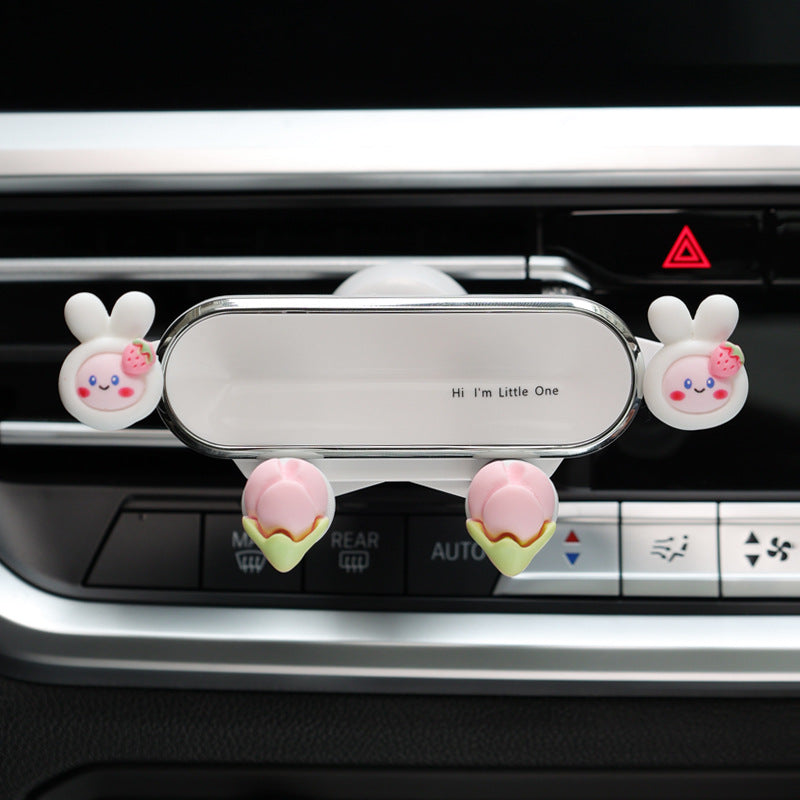 Car phone mount 2023 new cute rabbit car navigation bracket air outlet decoration fixed support bracket
