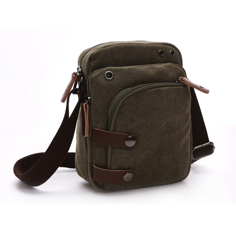 Men's Crossbody Bag Canvas Multi-Compartment Hand-Held Simple Casual Travel Bag Business Men's Shoulder Bag Fashion