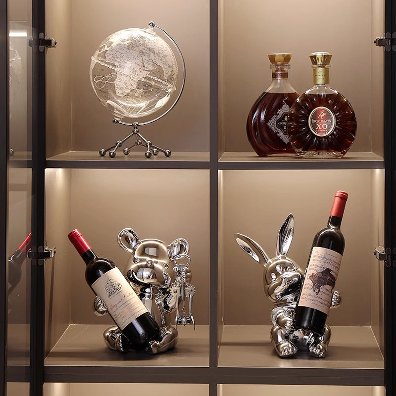 Violent bear red wine rack ornaments, light luxury, high-end home, living room, sideboard, wine cabinet decorations, high-end soft decoration