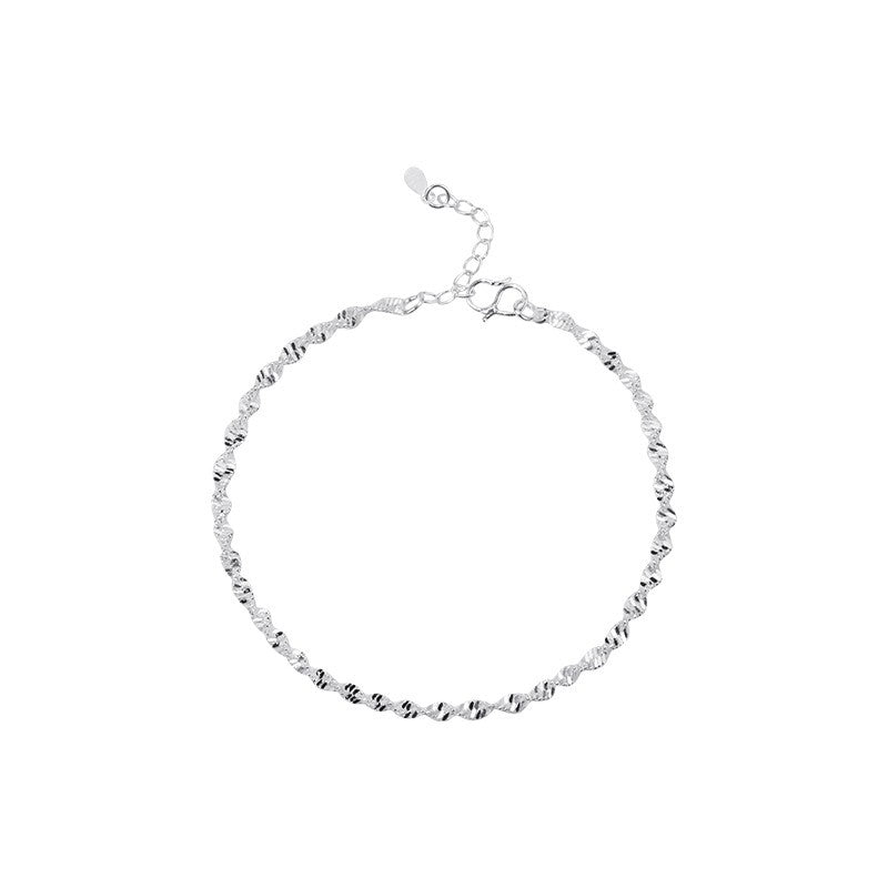 Simple fashion water wave chain bracelet ankle chain women's commuting basic corrugated wave plain chain hand and foot jewelry wholesale