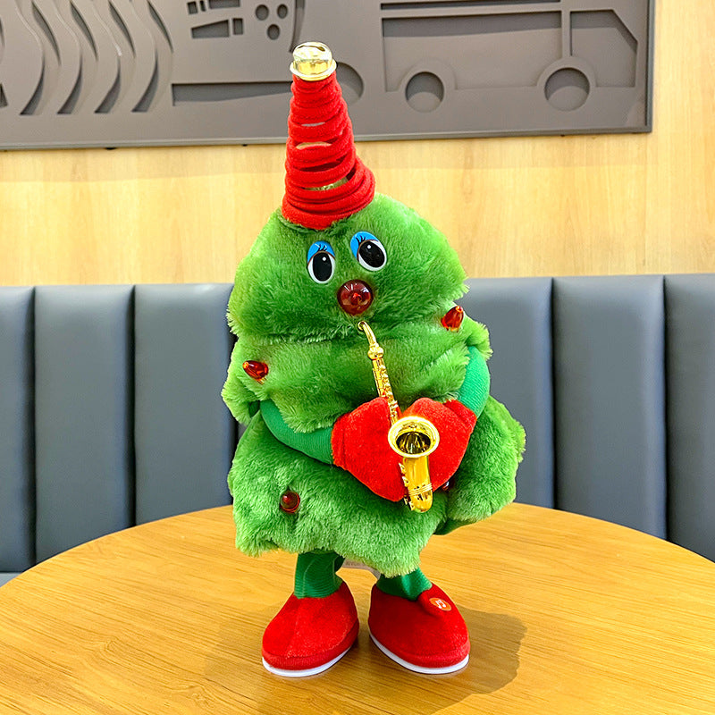 Douyin same swing plush cartoon electric Christmas toy Christmas tree glowing dancing gift mini