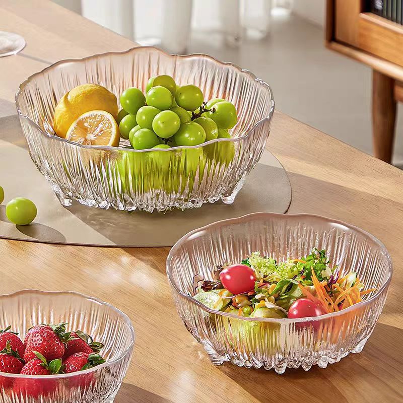 Household lead-free crystal glass fruit plate glass salad bowl snack plate display plate large fruit tray light luxury