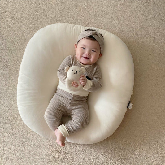 Newborn clothes A baby striped triangle crawling suit + high-waisted belly pants + headband three-piece baby suit