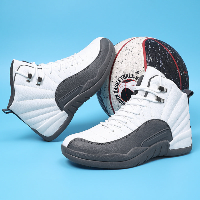 Winter men's white high-top sports microfiber round toe front lace-up viscose sneakers in stock