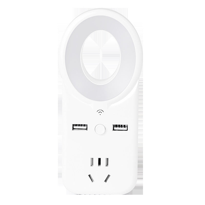 Voice Controlled Night Light with Socket USB Multi-function Smart Socket Home LED Soft Light Energy Saving Eye Protection Table Lamp