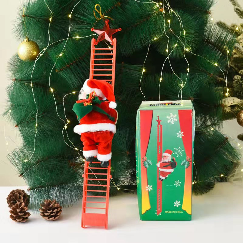 Cross-border Christmas decoration electric climbing ladder Santa Claus climbing beads Santa Claus children's gift shopping mall decoration