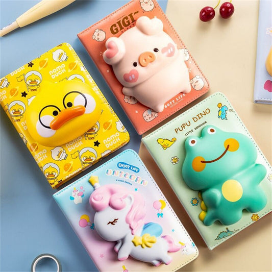 Creative A6 decompression notebook, 3D soft cute memory foam doll diary, slow rebound pu handbook notebook