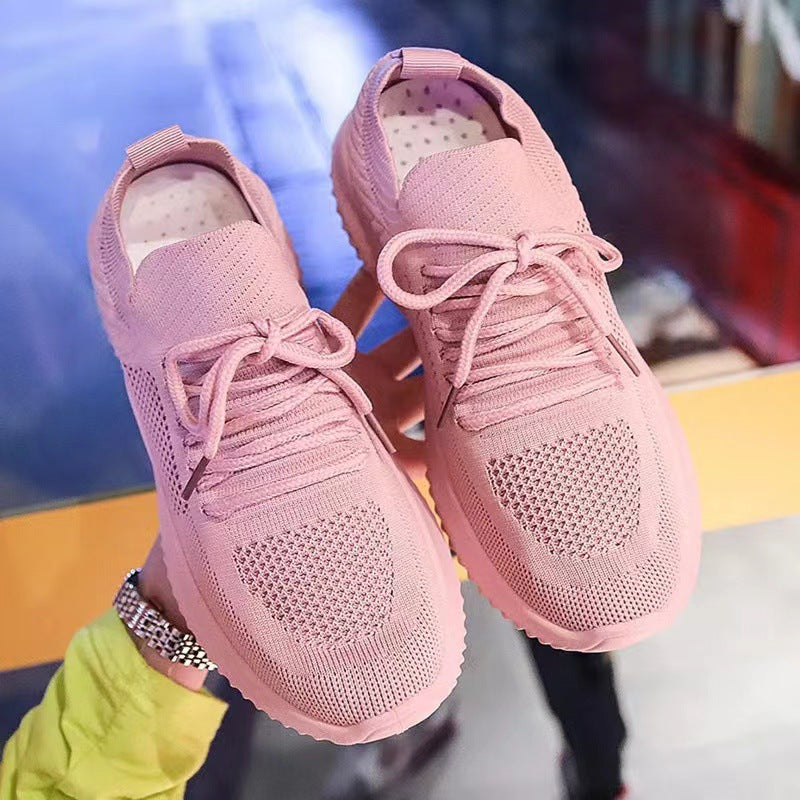 2025 Spring/Summer Fashion: Athleisure, Breathable and Lightweight, Korean Shoes, Trendy Coconut Shoes, Flying Woven Mesh Women's Shoes