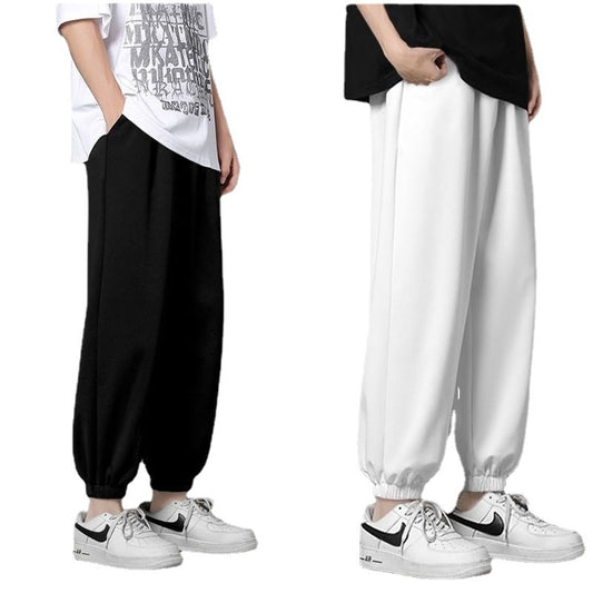 2022 New Pants Men's Autumn Loose Bound Foot Sports Cropped Tide Brand Men's Casual Simple Sweatpants Men