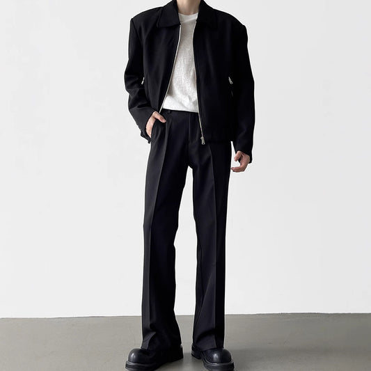 Black Cleanfit Straight Anti-Wrinkle Trousers Men's Spring and Autumn Thin Casual Loose Pants Versatile Drapy Trousers
