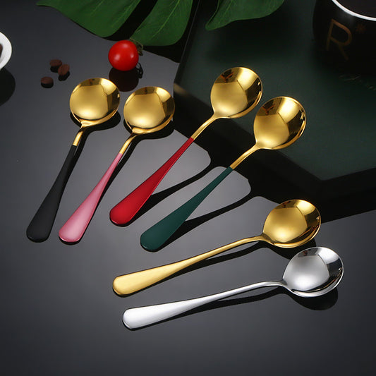 Watermelon spoon, stainless steel spoon, creative cute spoon, No. 3 round spoon, long-handled spoon, Internet celebrity spoon, seasoning spoon, Korean style