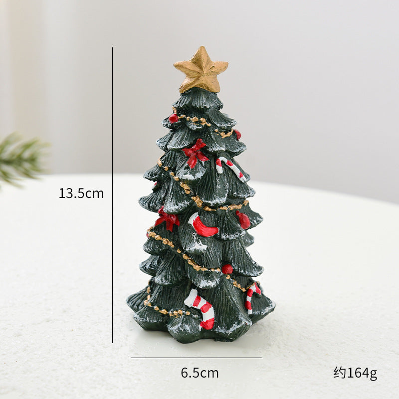 Cross Border Christmas Resin Mini Christmas Tree Ornament Tabletop Small Ornament Christmas Gift Christmas Ornament
