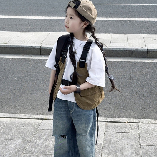 Children's mountain outdoor cargo vest 2025 summer new children's clothing thin men's and women's vest jacket