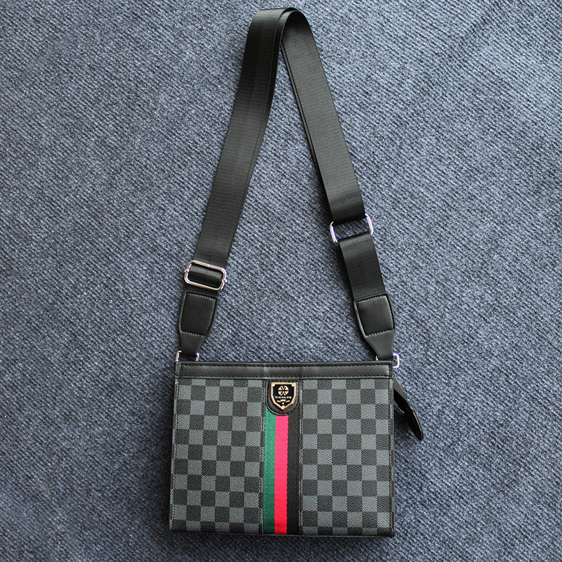 2024 New Crossbody Bag Men's Business Hard Shoulder Bag Large Capacity Plaid Tide Bag Multifunctional Men's Bag Handbag Women