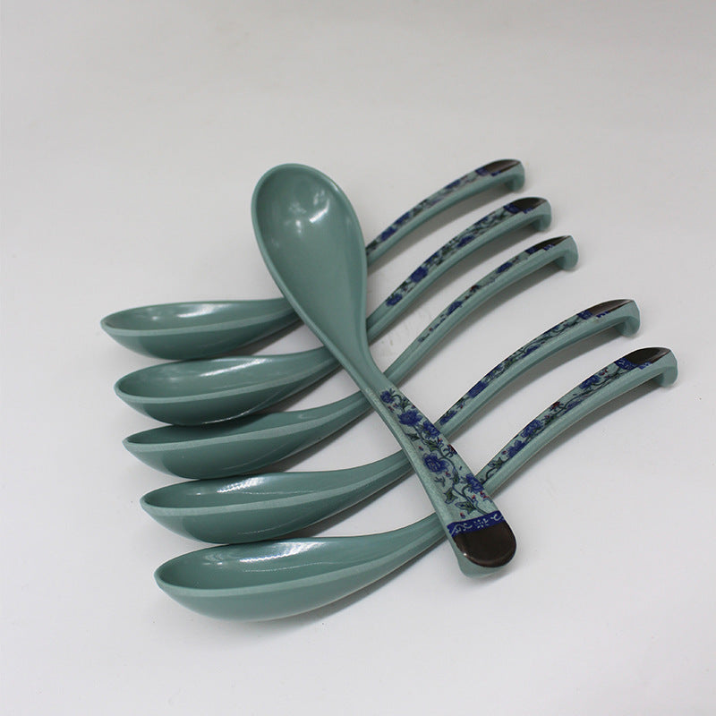 Meamilan blue and white soup spoon hotel plastic soup spicy hot hook spoon buffet store long handle spoon hotel rice spoon