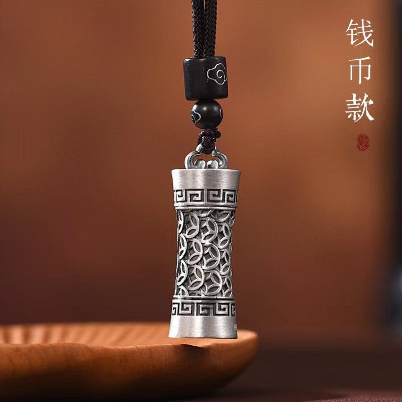 Retro Chinese style with rope cloud pendant coins personality niche men's simple light luxury does not fade Thai silver jewelry