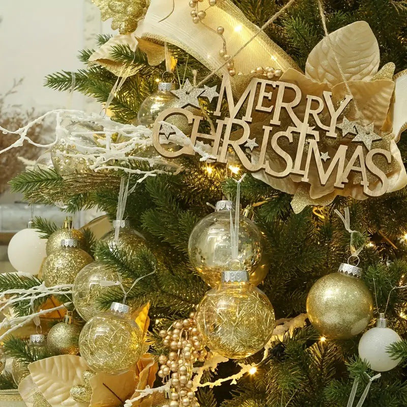 Christmas PET Transparent Ball Decoration Gift Box Christmas Tree Pendant Painted Ball Bouquet Decoration Ball Wedding 6cm 30pcs