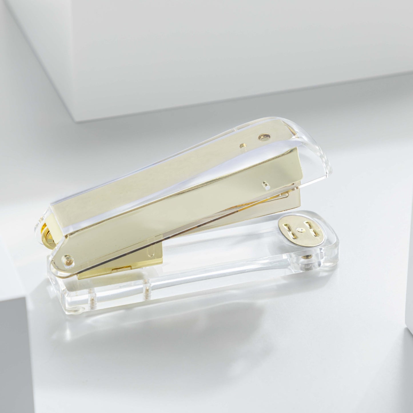 Mingqiang transparent acrylic stapler transparent rose gold stapler large binding machine desktop office supplies