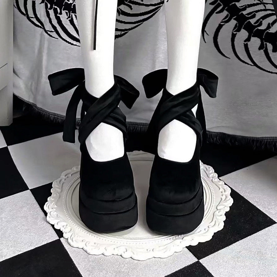 Black high heels, new platform for autumn and winter, thick heels, platform Barbie shoes, Lolita Mary Jane shoes, women