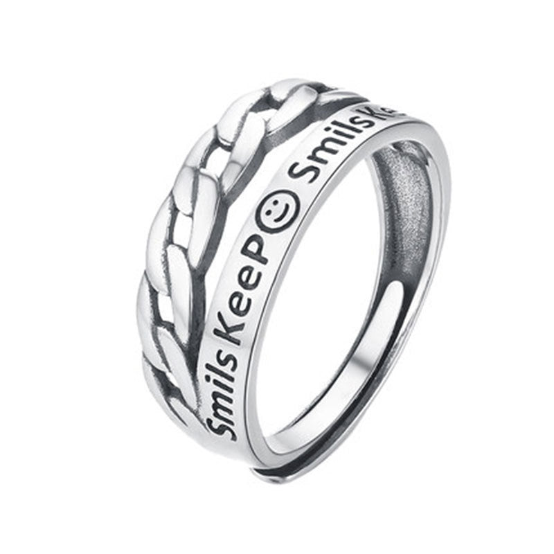 Retro male tide ring ins single ring hip-hop student index finger opening adjustable male personality ladies ring