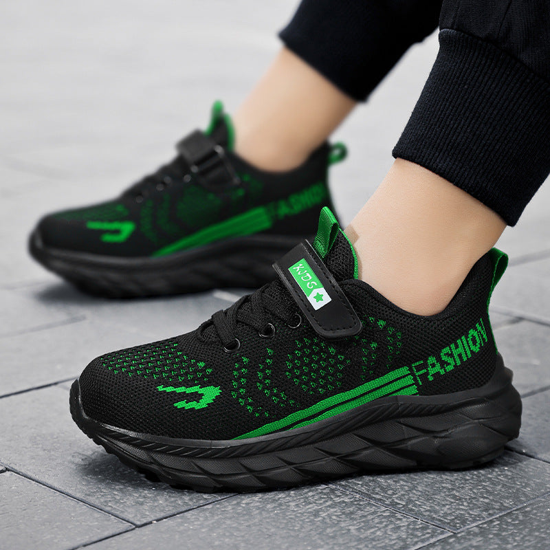 Manufacturers supply boys' sports shoes 2025 new flying knitting lightweight cross-border leisure running shoes for middle and university children and students