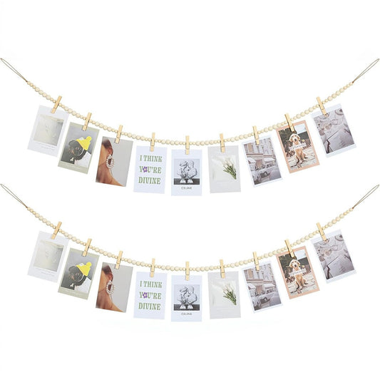 Cross-border wooden bead photo storage clip, home classroom organization and storage, personal photo wall decoration and hanging