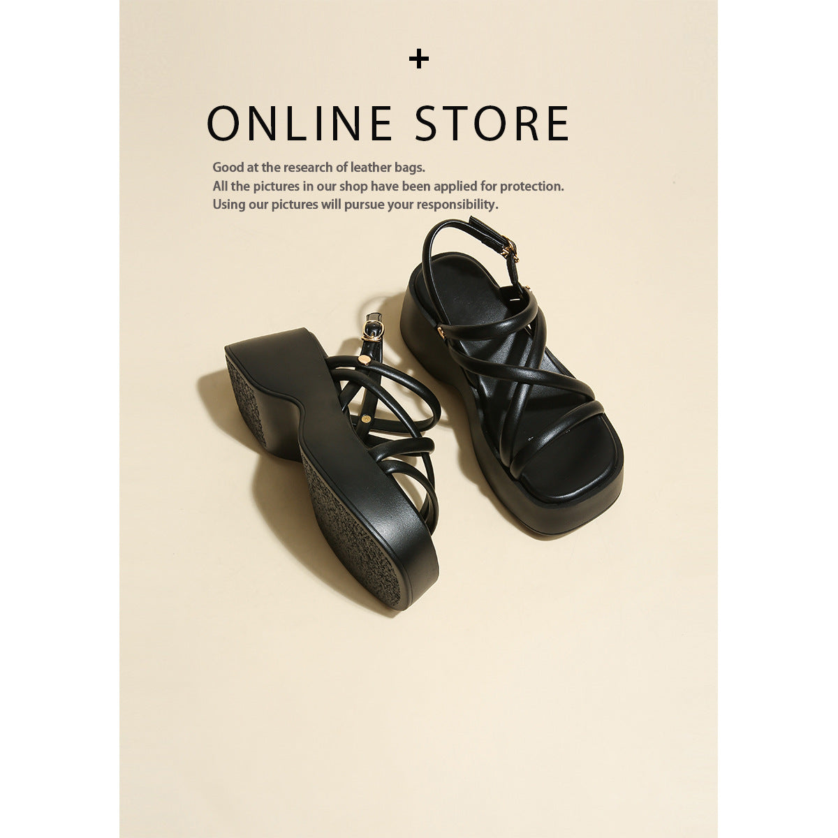 [Guanshun] small man thick-soled roman sandals women's 2024 summer new heightened wedge flatform sandals to wear outside