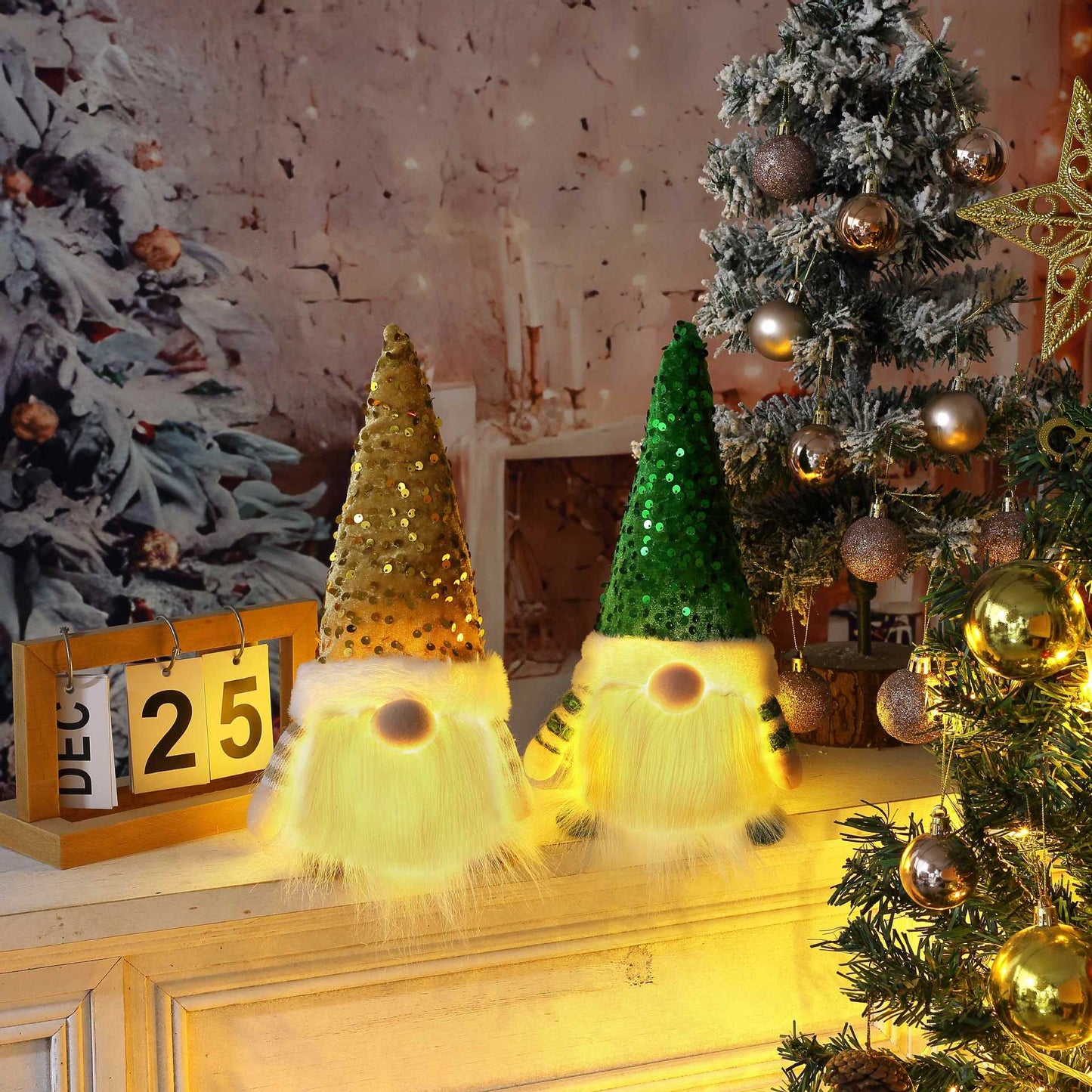 Cross-border new Christmas decorations Christmas high-end gnome doll with lights Rudolph Christmas gift ornaments