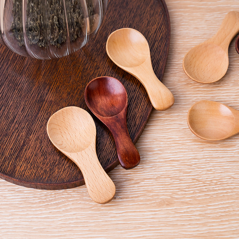 Internet celebrity tea spoon, tea spatula, milk powder spoon, wooden ice cream scoop, small tablespoon, solid wood spoon, mini tableware spoon, tea spoon