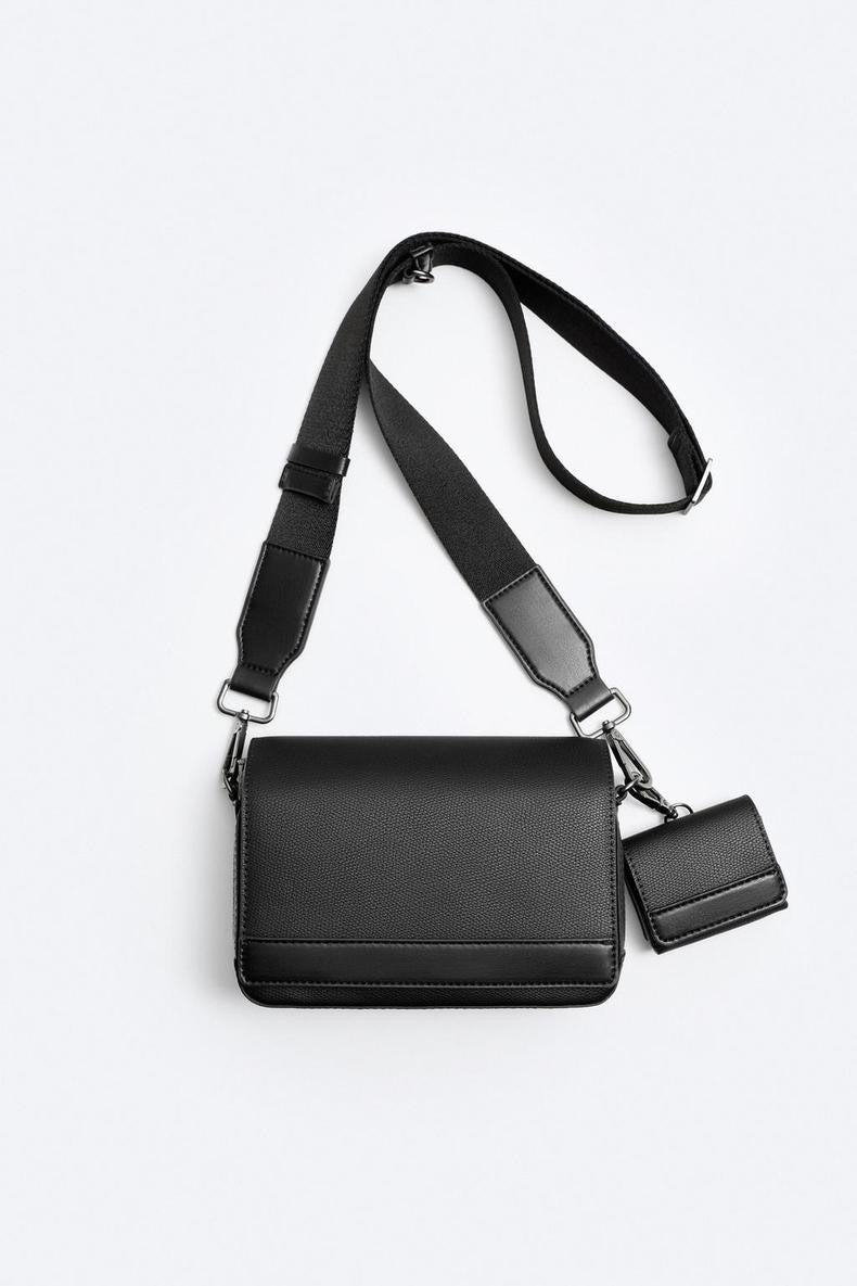 2025 Spring/Summer New Men's Bag Trendy Men's 2-in-1 Flip Crossbody Shoulder Bag Casual and Versatile Small Square Bag Men