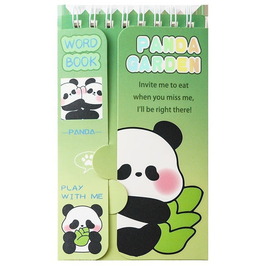 Cartoon cute panda English word book can cover diary, portable portable notebook, pocket book