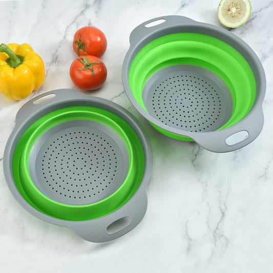 Factory Wholesale Plastic Folding Drainage Basket Household Vegetable Washing Basket Fruit Basket Round Telescopic Water Filter Basket Kitchen Tools