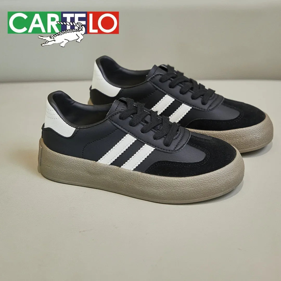 Unisex genuine leather German training shoes 2024 new hot couple retro German training small white shoes men's new canvas shoes