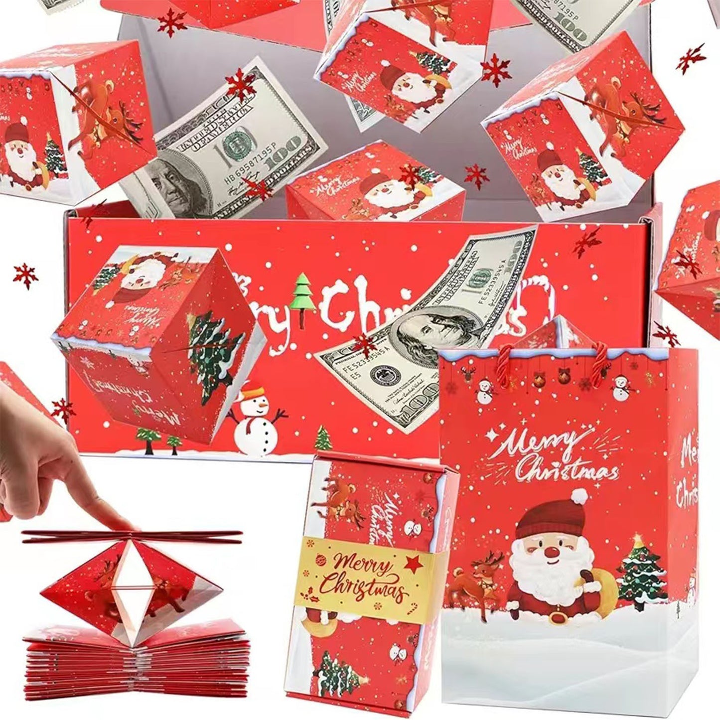 Amazon cross-border hit Christmas surprise jump box birthday creative gift Christmas folding bounce red envelope gift box