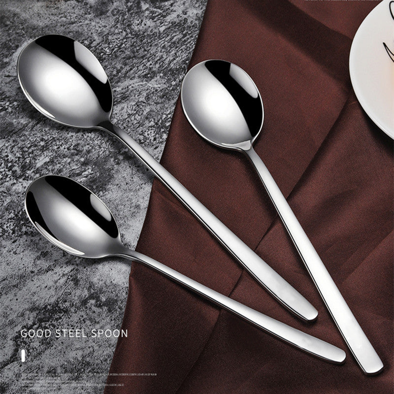 Korean style spoon 304 stainless steel spoon thickened stirring ice spoon coffee spoon household meal spoon factory wholesale
