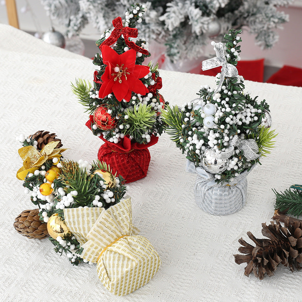 Cross-border New Christmas Decoration Supplies Flower Christmas Ball Tabletop Potted Tree Scene Arrangement Children's Gift