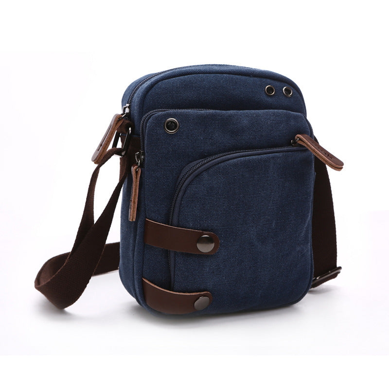 Men's Crossbody Bag Canvas Multi-Compartment Hand-Held Simple Casual Travel Bag Business Men's Shoulder Bag Fashion
