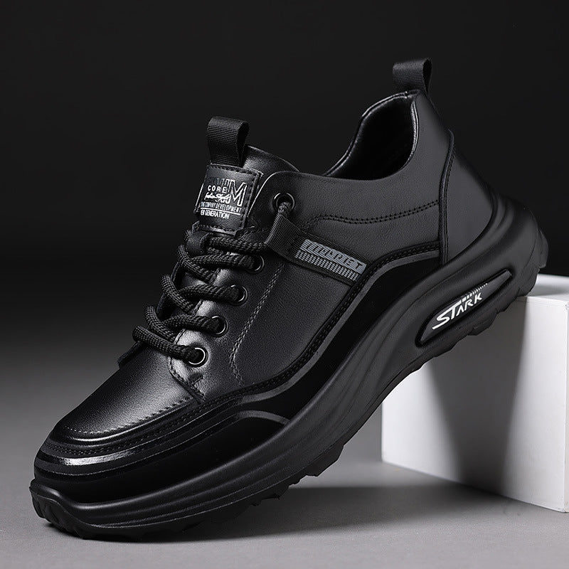 Trendy men's shoes top layer cowhide autumn new sports casual shoes men's lightweight and non-slip daily casual leather shoes men's models