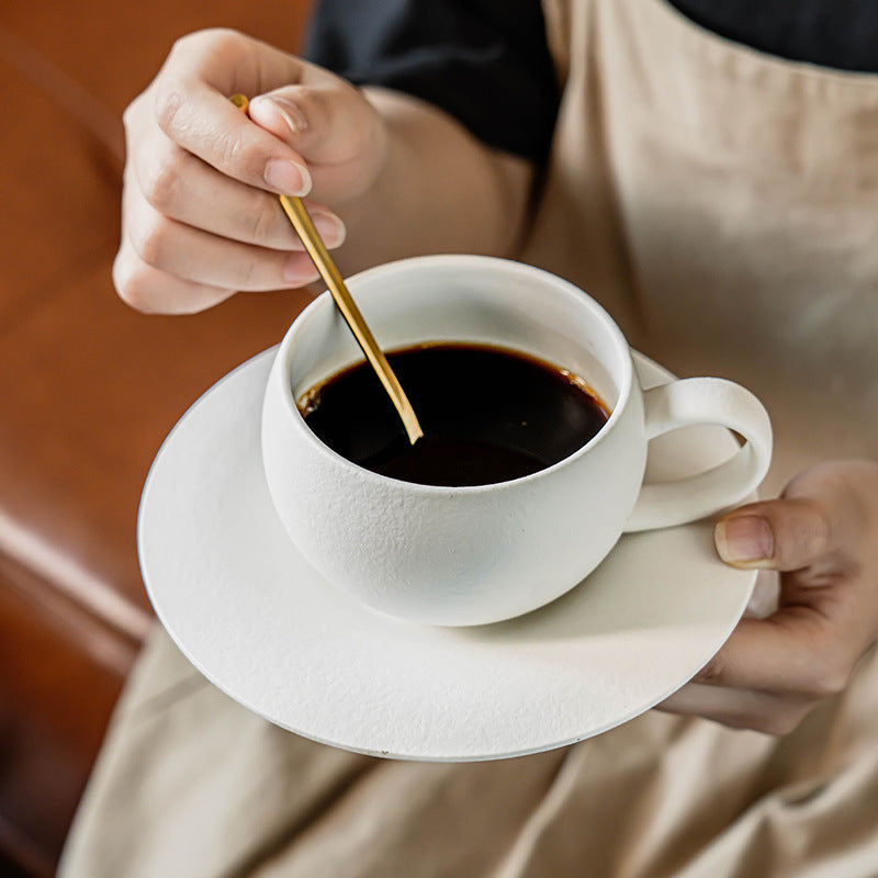 High-grade solid color coffee cup wholesale ceramic cup saucer set for home simple breakfast mug restaurant latte art cup