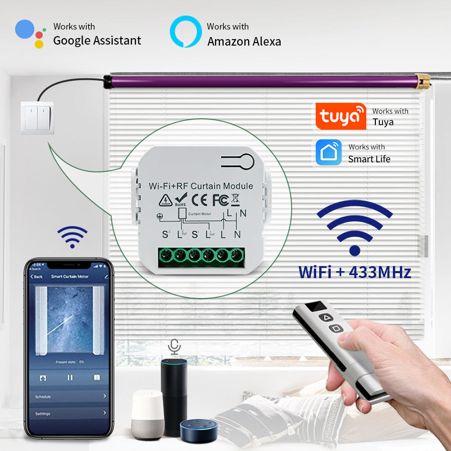Tuya APP Timing Voice Tubular Motor Remote Controller WIFI Smart Home Curtain Switch Switch Switch