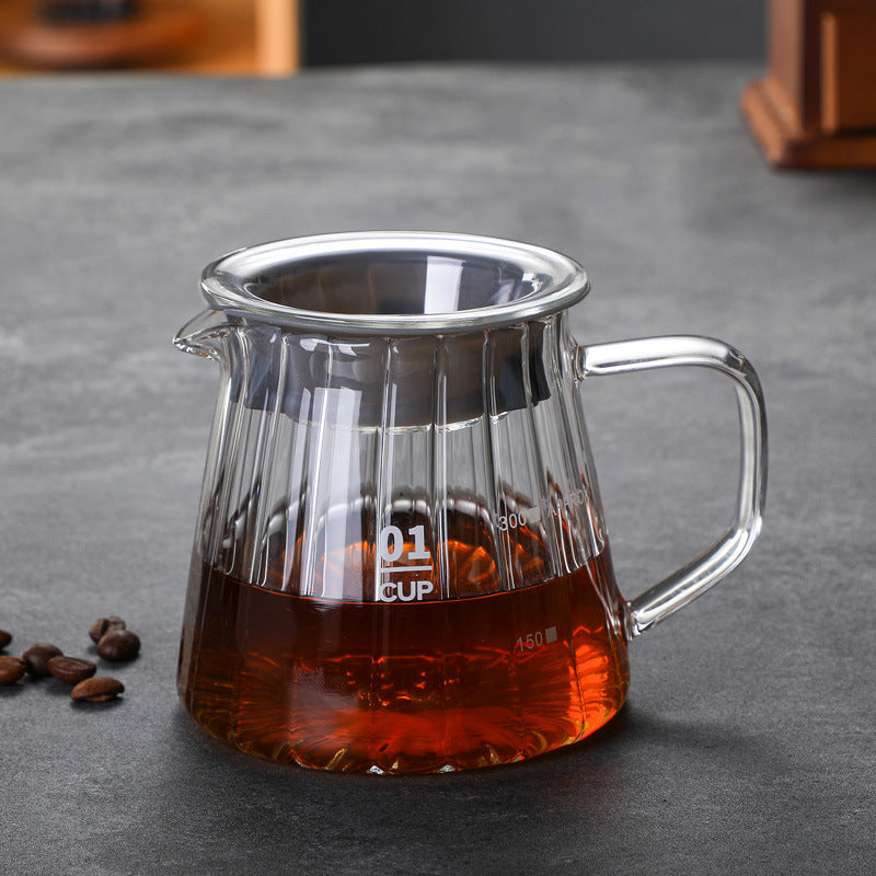 [Soot 2nd Generation Striped Coffee Pot] Spot Blown Glass Sharing Pot Set Electroplated Smoke Gray Hand Poured Pot