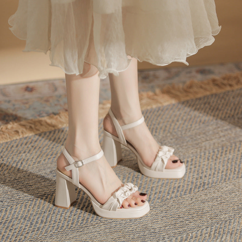 Jin Gang CG8507 platform high heel sandals 2024 new summer block heel fashion block heel slippers for women to wear