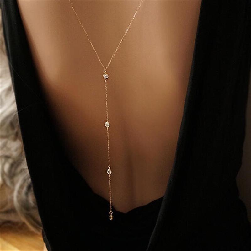 European and American cross-border jewelry, fashionable and simple, European and American style, water drop back chain, tide girl long necklace, tassel body chain
