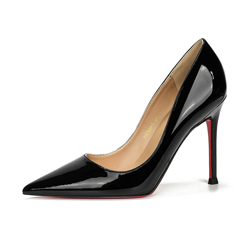 French red sole side hollow pointed high heels women's thin heels autumn and winter shallow sexy temperament, versatile light luxury and high-end sense