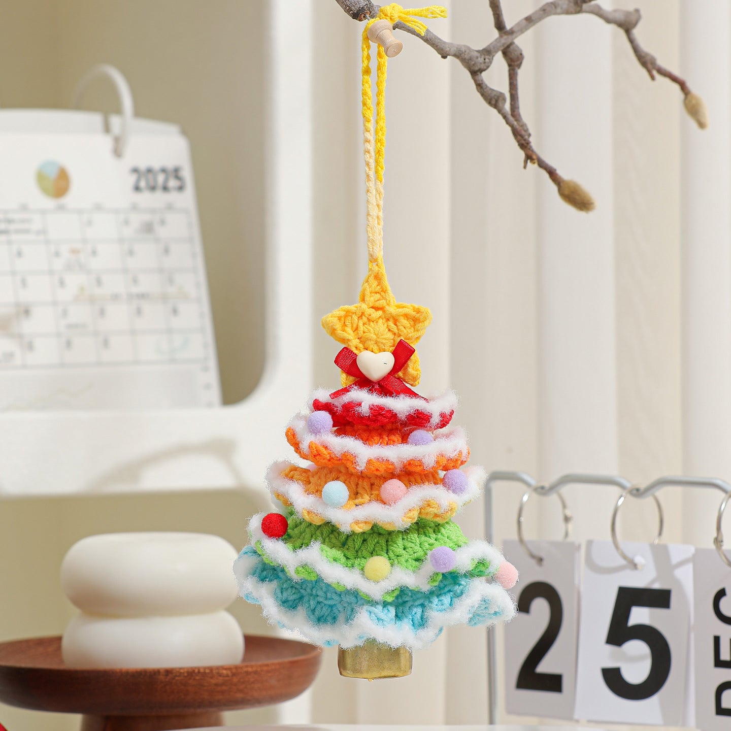 Cross-border plush Christmas pendant, woolen crochet Christmas tree ornament, Christmas decoration car pendant