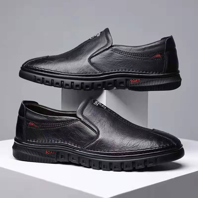 Foreign trade men's shoes spring and autumn men's leather shoes business shoes leather shoes men's leather soft sole middle-aged low-top casual shoes