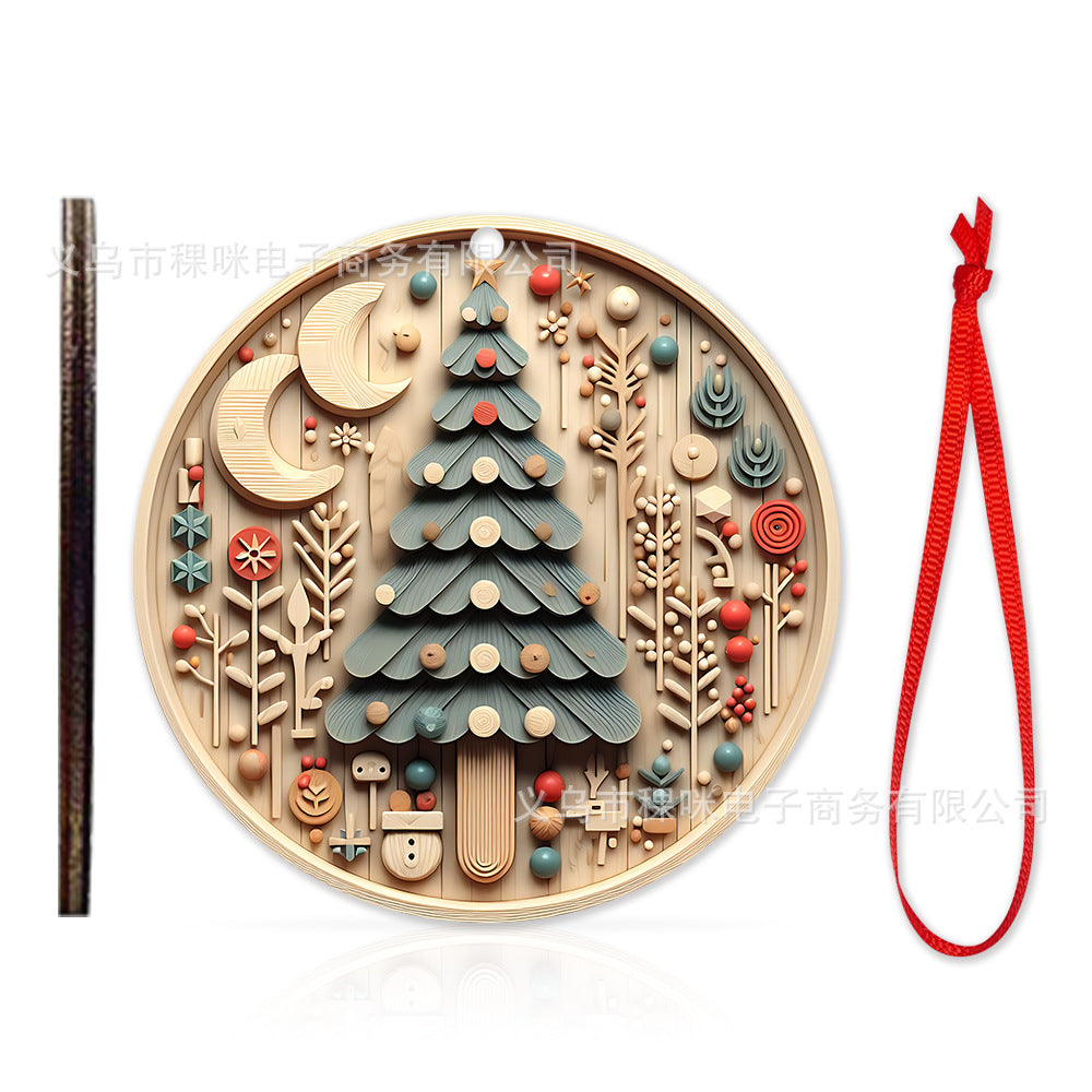 Cross border wooden pendant Christmas decoration Christmas tree hanging holiday craft wooden pendant cartoon gift