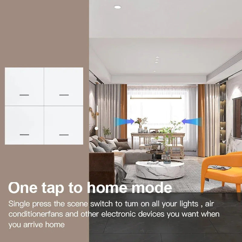Tuya Zigbee Scene Switch Four-button casual sticker Four-button scene switch Smart home is convenient