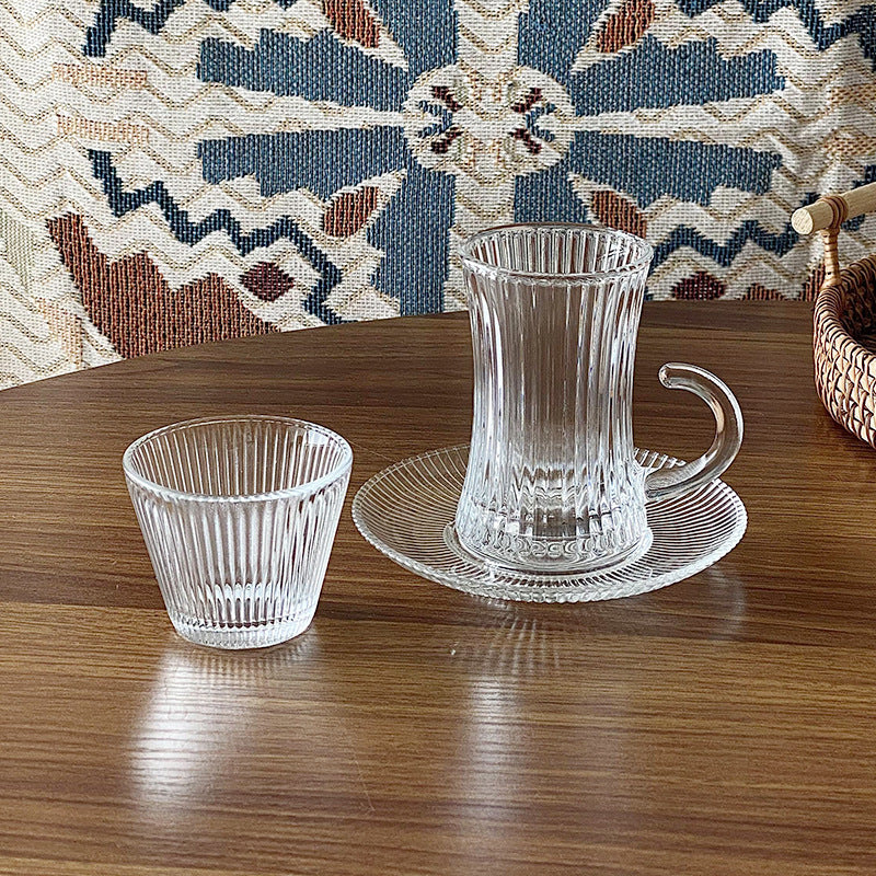 Turkish Coffee Cup and Saucer Set Glass Black Tea Cup European Style Arabic Afternoon Camellia Flower Tea Small Cup Export